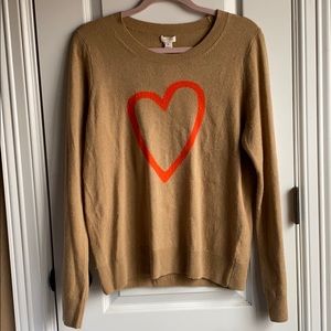 NWT J.Crew Merino Wool Taupe Heart Sweater